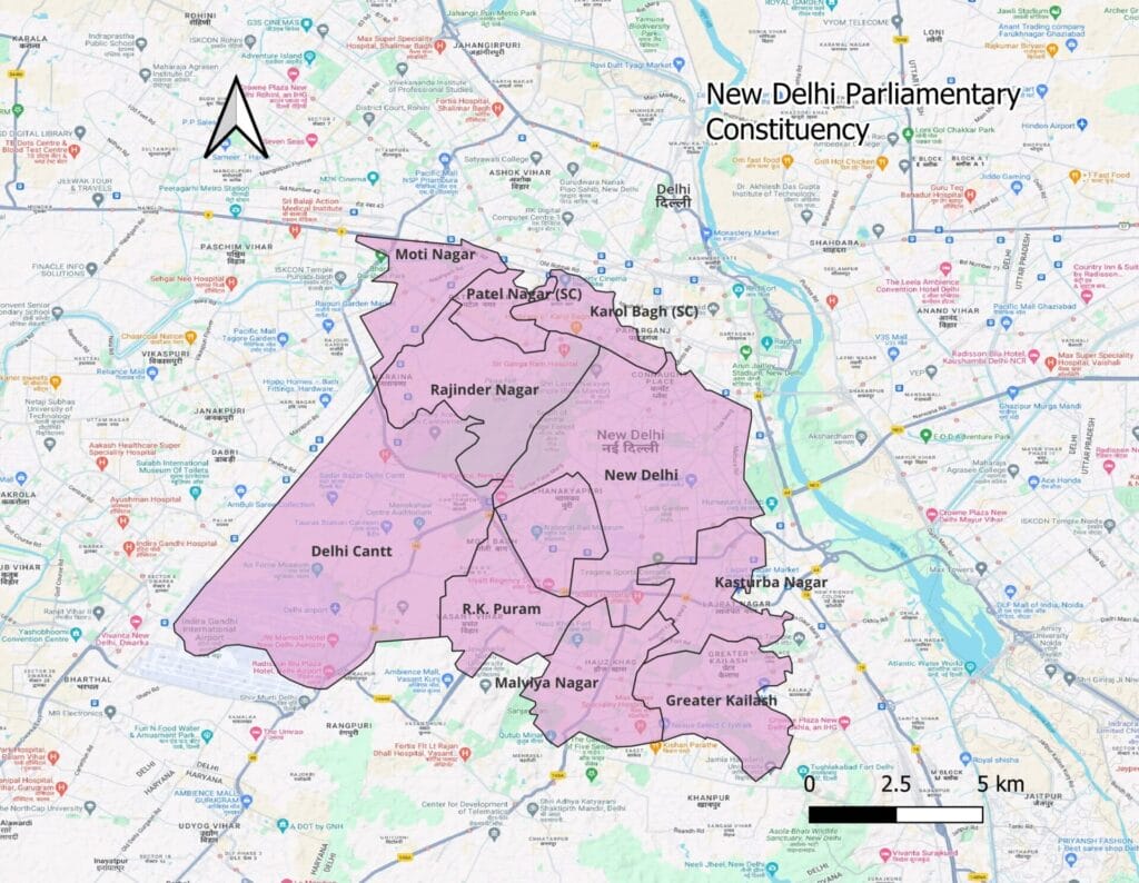 Map of New Delhi constituency