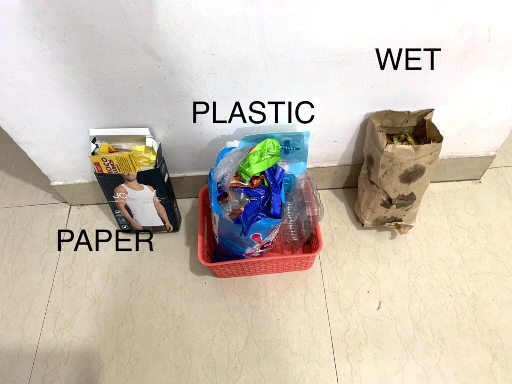 At home segregating of waste