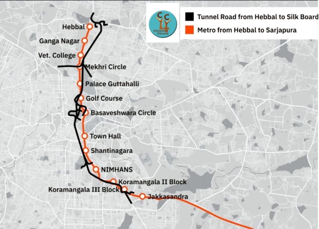 alignment of metro and tunnel road overlaps