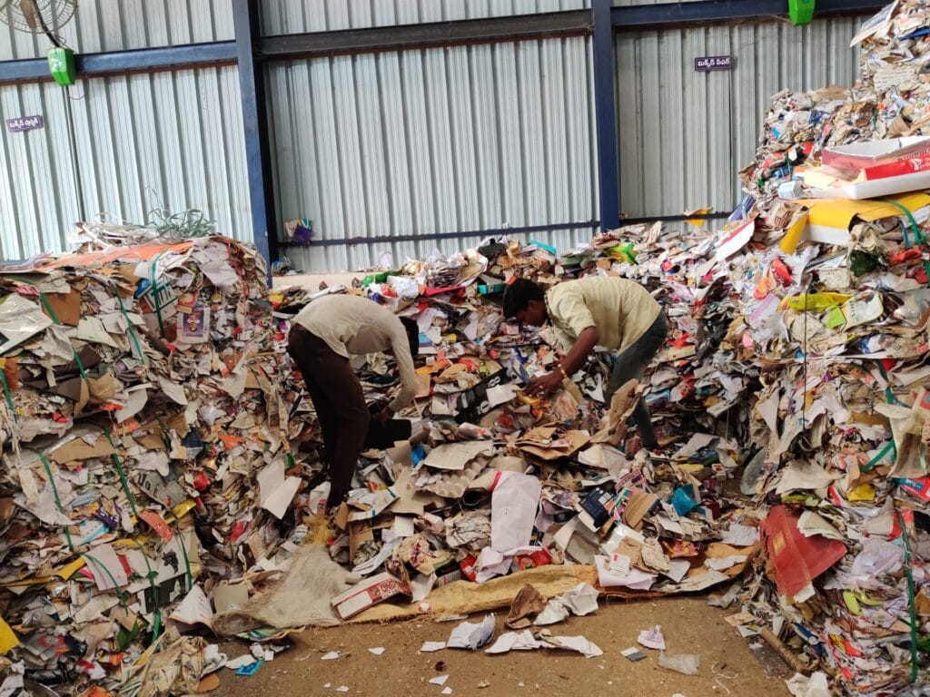 Paper waste collected at a dry waste centre in Bengaluru.