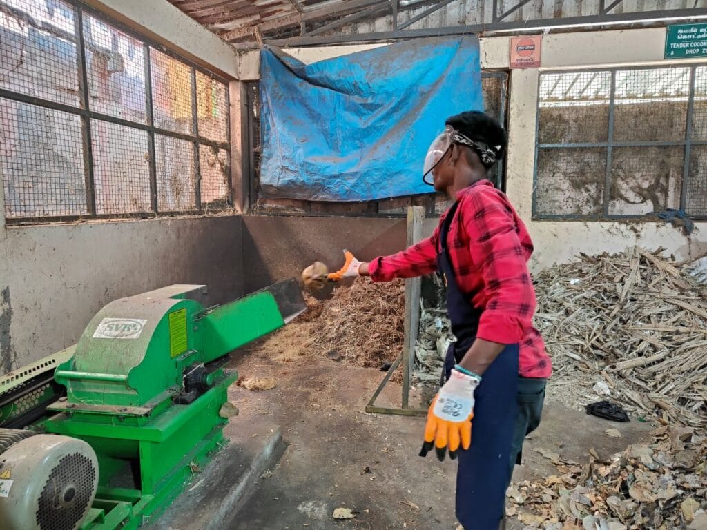 Pulveriser used for grinding brown matter together at the micro composting centre