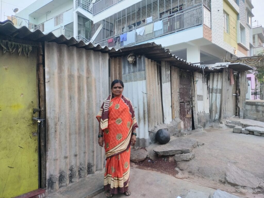 woman infront of her residence 