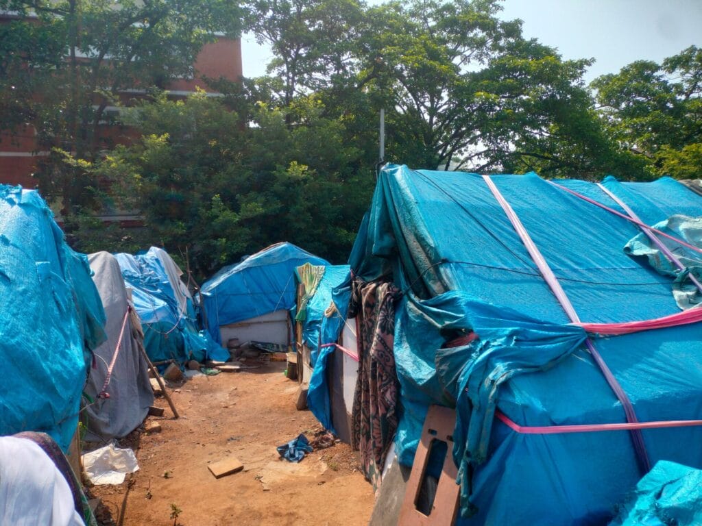 blue tent slums