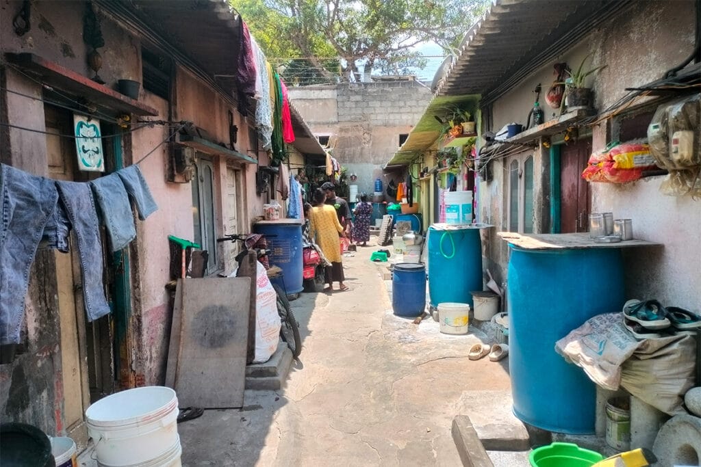 Water stored in a slum