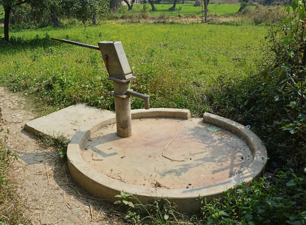 handpump attached to a borewell