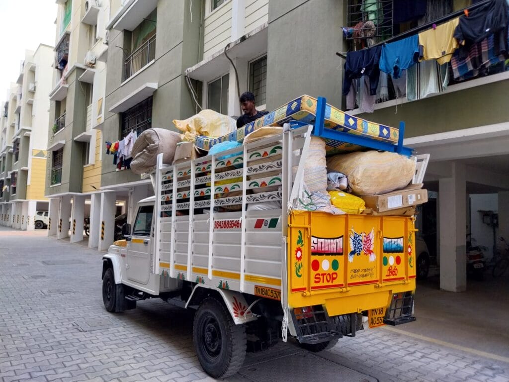 A truck with all the collected recyclable items. 