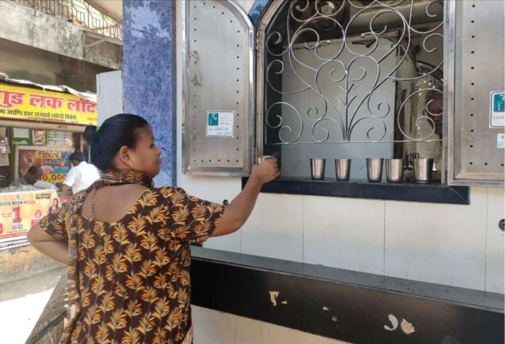 A public drinking fountain
