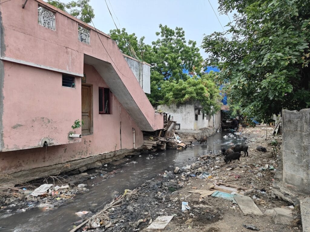 Sewage directly discharging into inlet canal of Pallavaram Periya Eri