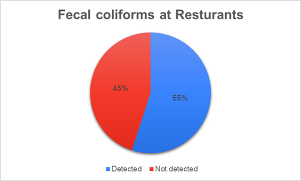 pie chart showing the presence of FC in water