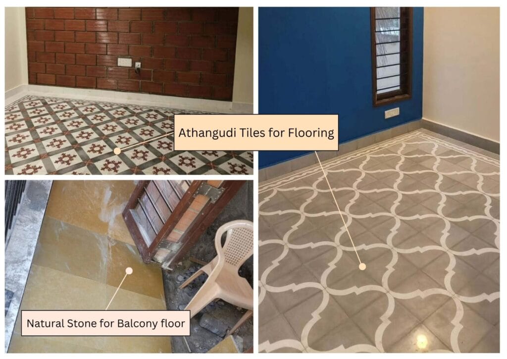 natural floor and tiles 