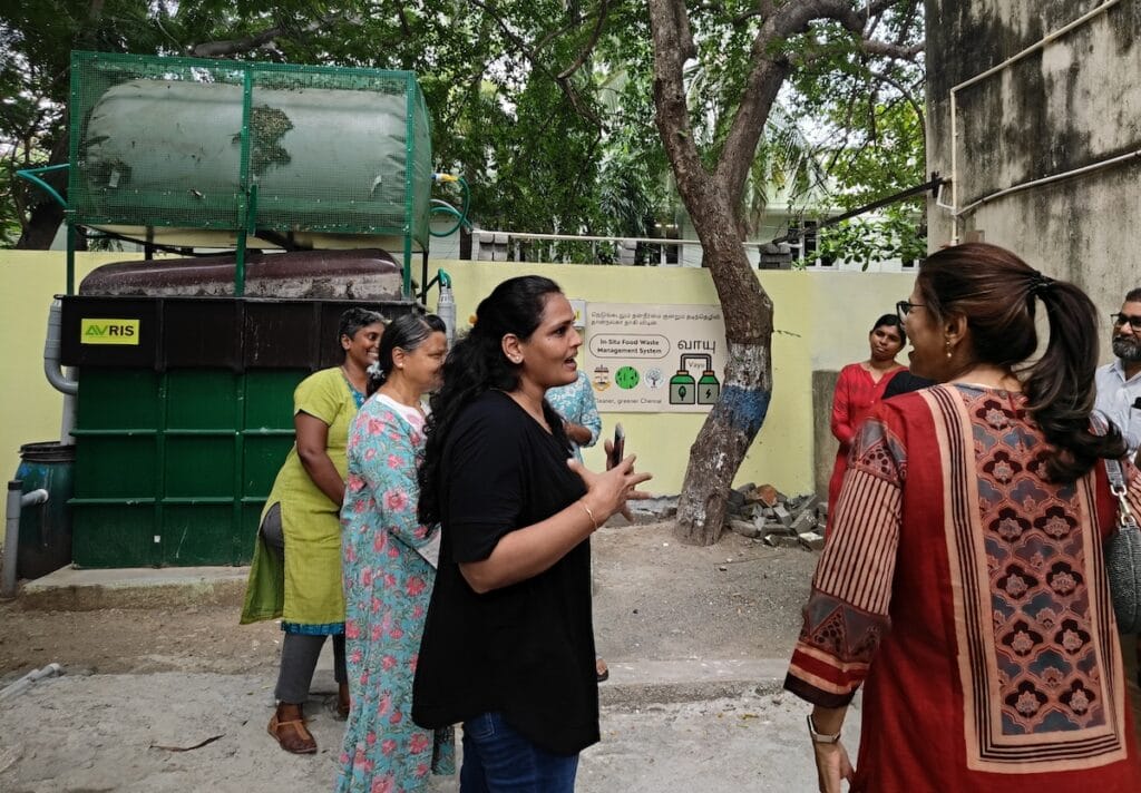 Biogas plant that process food waste in Chennai school