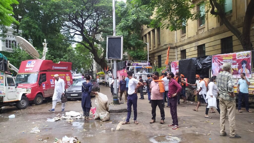 waste on the street after protest
