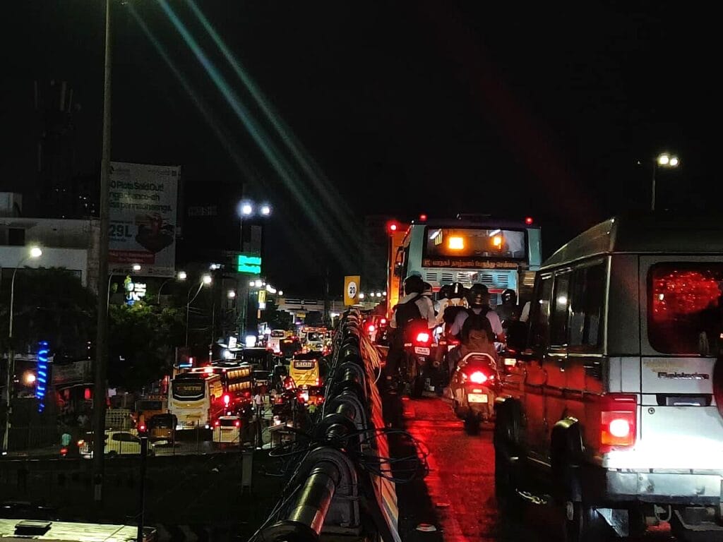 vehicles on a Chennai flyover