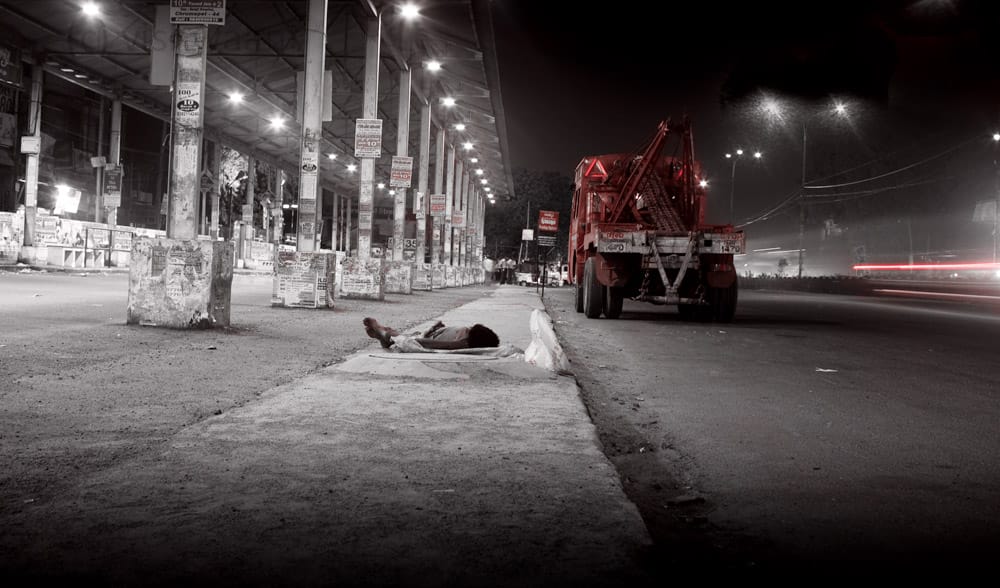 homeless person sleeping