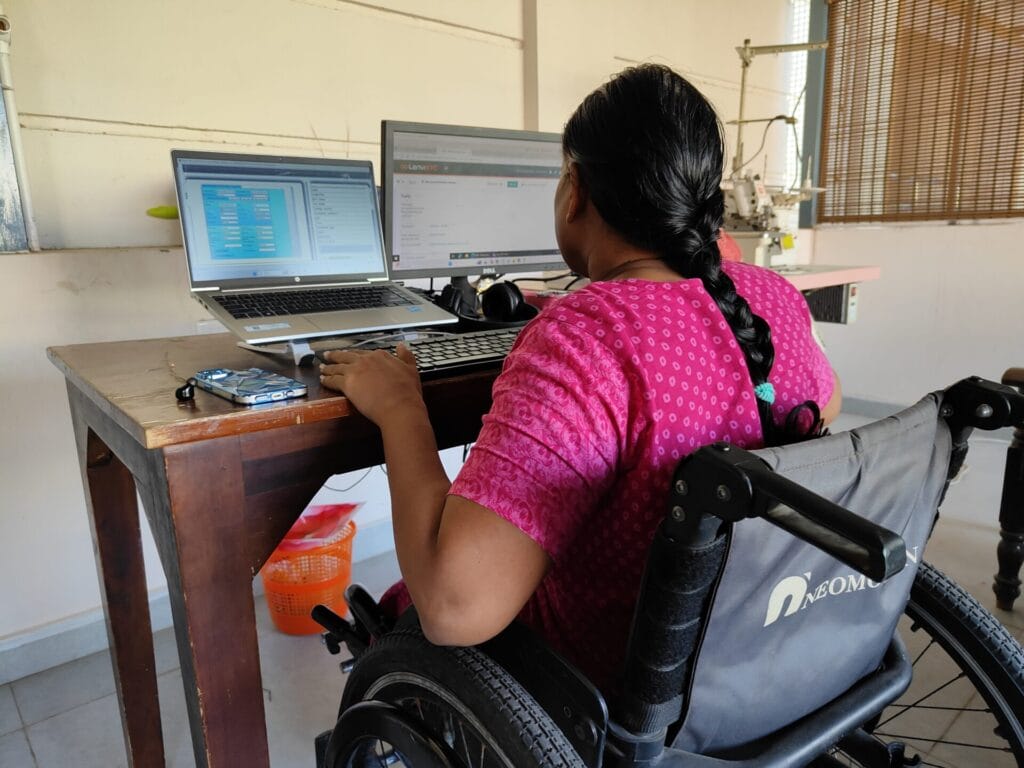 Renuka working from the shelter.