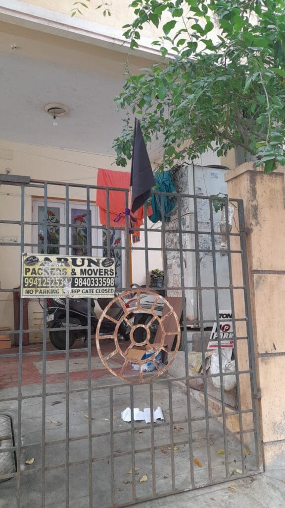 black flag on Tansi Nagar house