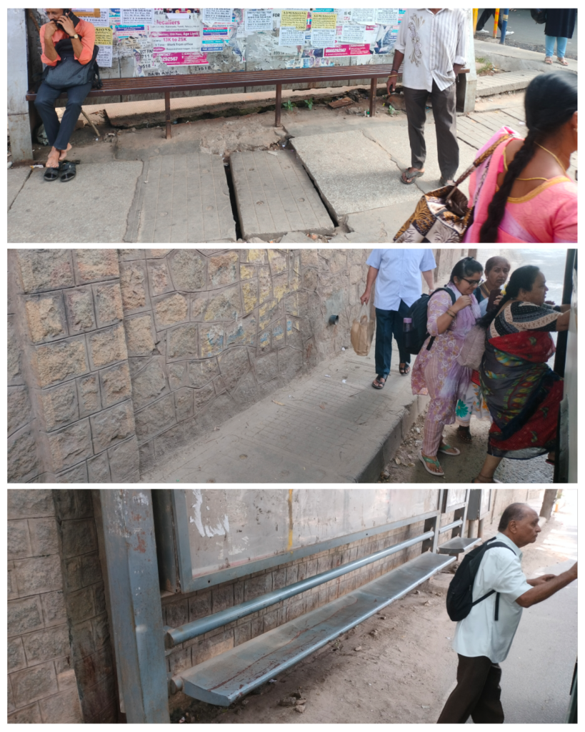various inaccessible bus stops in Bengaluru