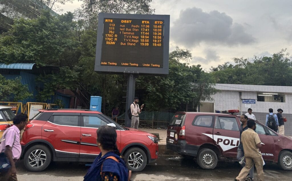 Koyembedu bus stop display