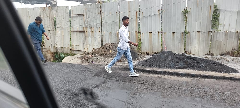 more construction material forcing people to use the congested road