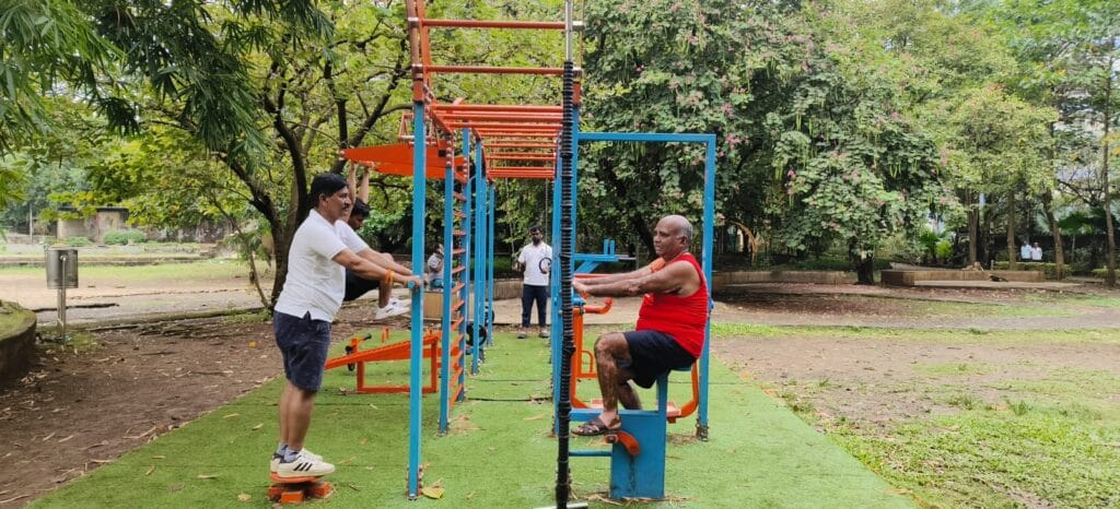 senior citizens at a park in Mumbai