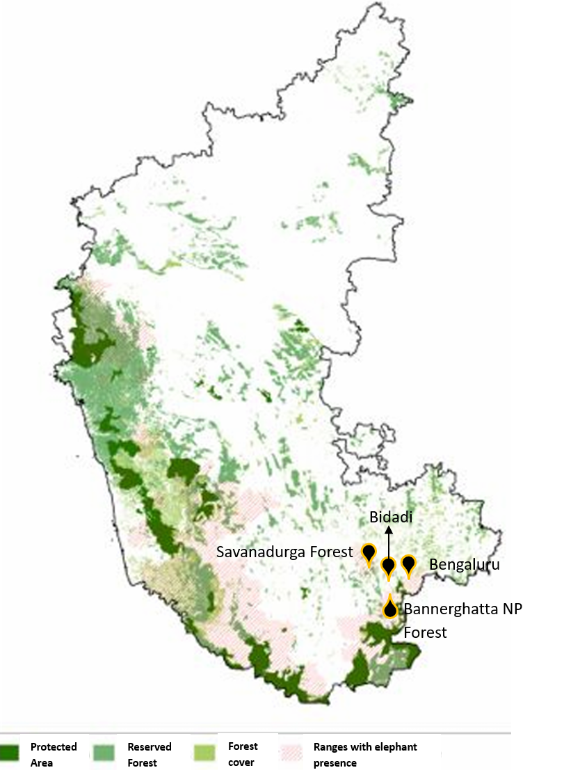 map showing elephant population