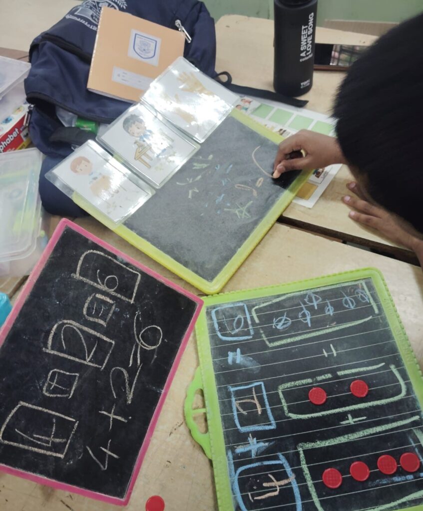 Visual cues used by child during an activity
